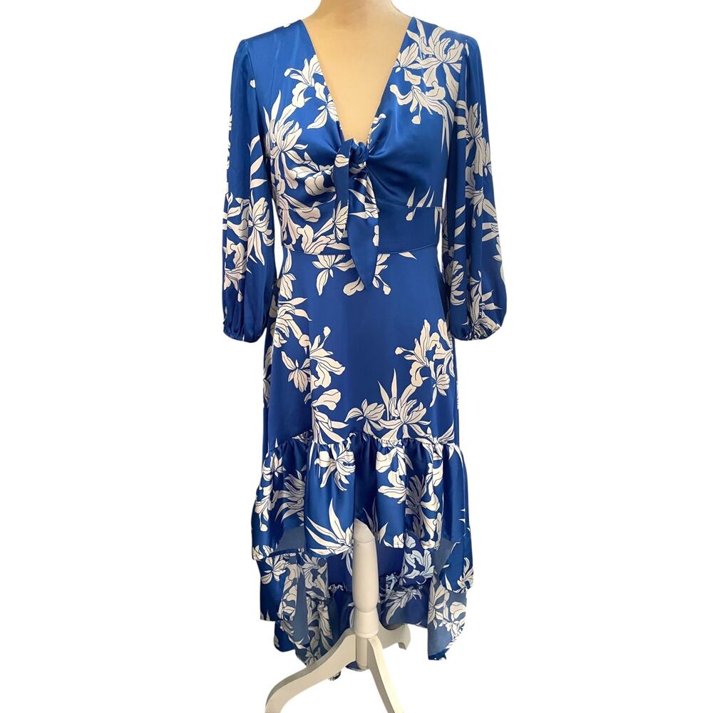 ALEXIS for Target Blue Floral Tie-Front High-Low Dress XS Wedding Guest Vacation